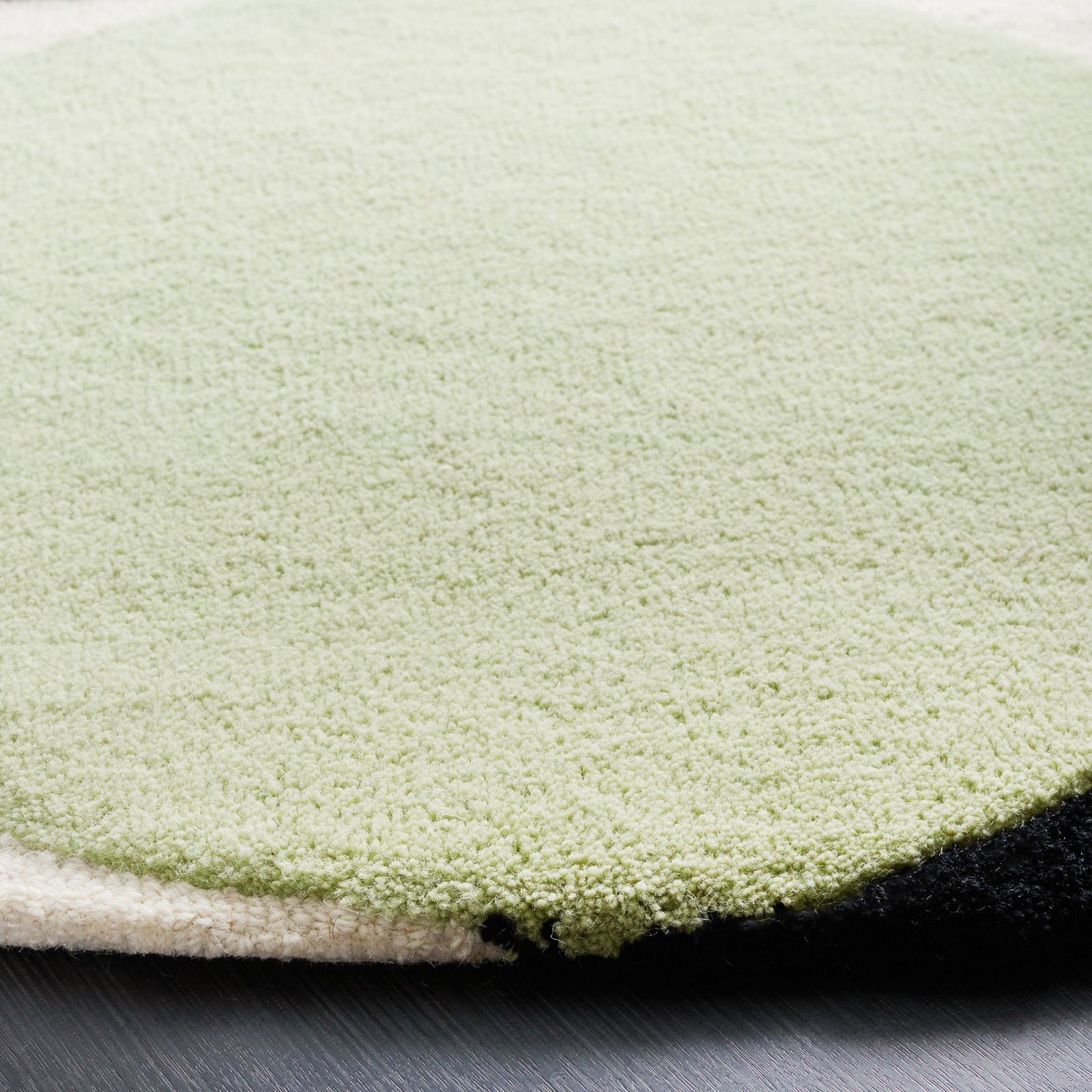 Felipe Green Black White Hand-Tufted Wool Rug, Round 6'