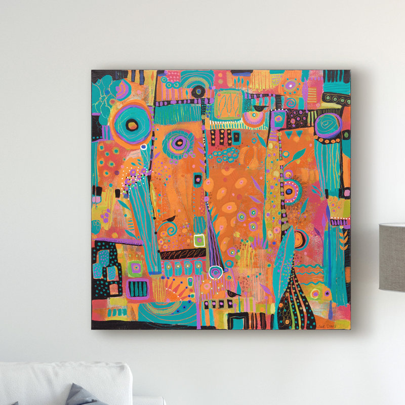 « my happy place abstract modern », reproduction de peinture à l’acrylique sur toile tendue, H 35 po x l 35 po x P 2 po