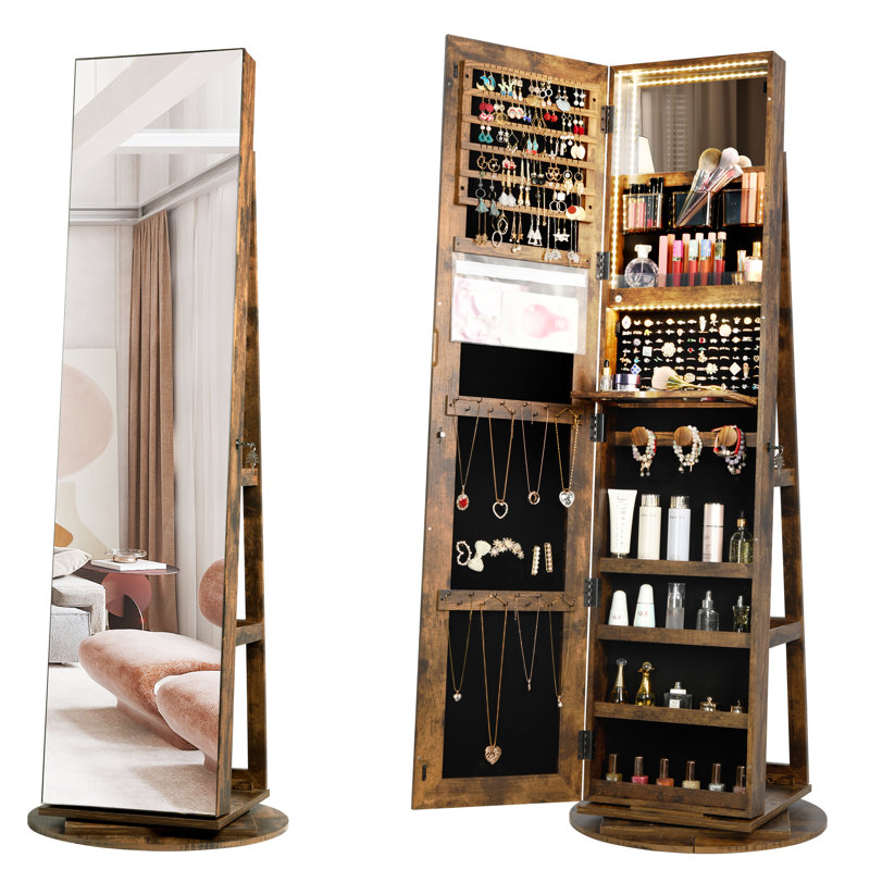 21.6'' Wide MDF Jewelry Armoire, Dark Brown