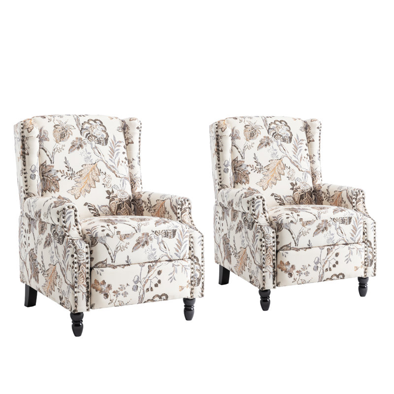 Manual Standard Push Back Recliner, Beige Plants