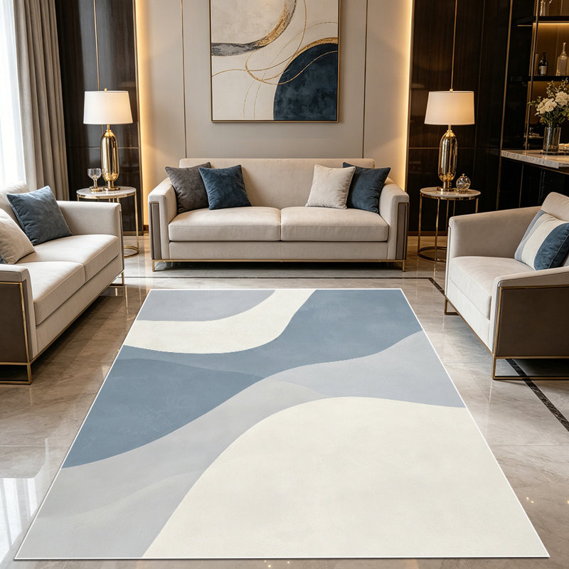 1PC Abstract Minimalist Wavy Neutral Pastel Tone area rugs for Living Room, Soft and Comfortable, Suitable for all seasons, easy-to-maintain, machine washable Indoor floor mat, Under Table Farmhouse suitable for Dining Room, Bedroom, Entryway,
