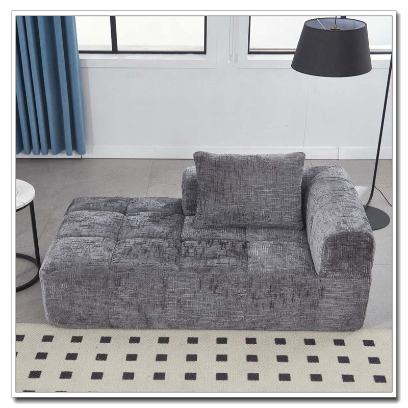 Chenille Chaise Lounge Sleeper, Gray