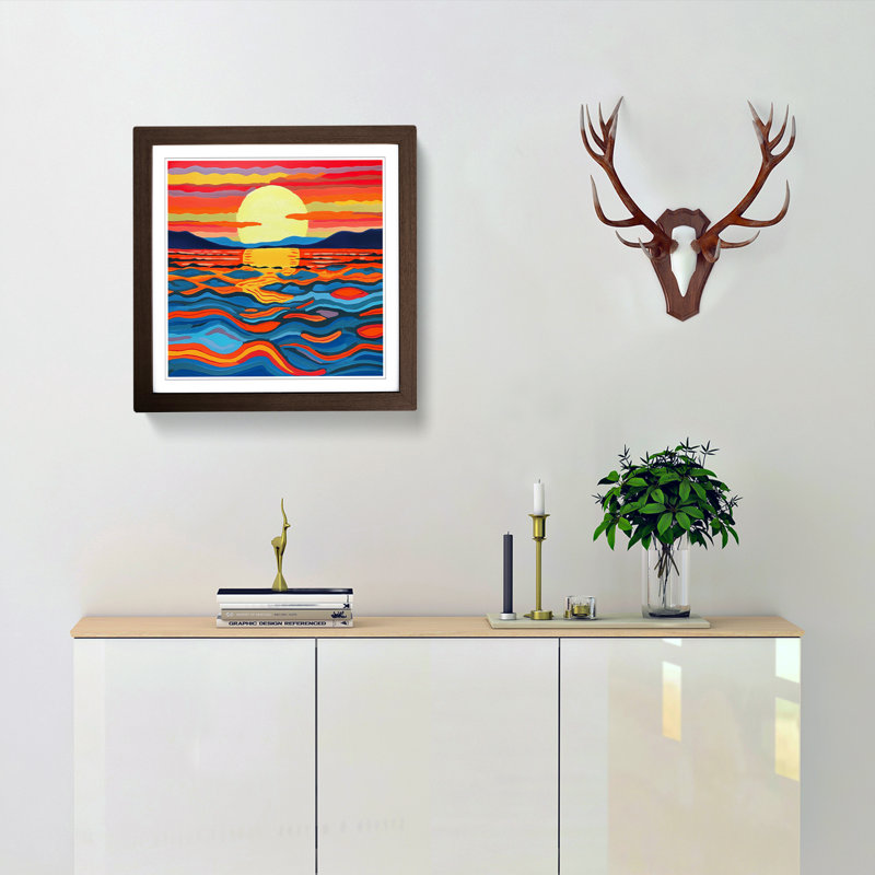 Sunrise Gouache Art No.2 - Framed Print, Walnut