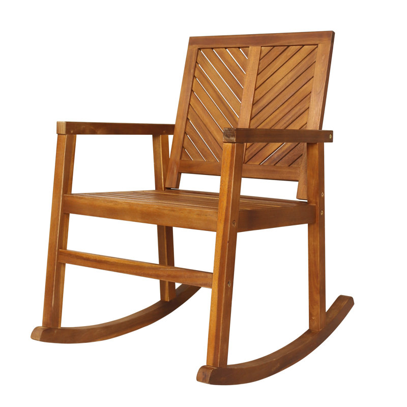 Chaise berçante en bois massif Axton, Teck