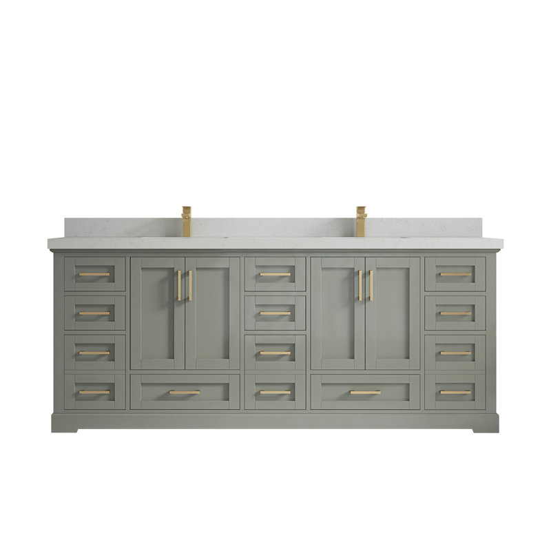 Esin 84'' Double Bathroom Vanity with Top, Carrara Quartz