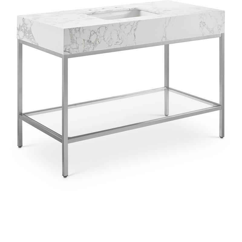 Marmo 48" Single Bathroom Vanity, White, Brushed Chrome