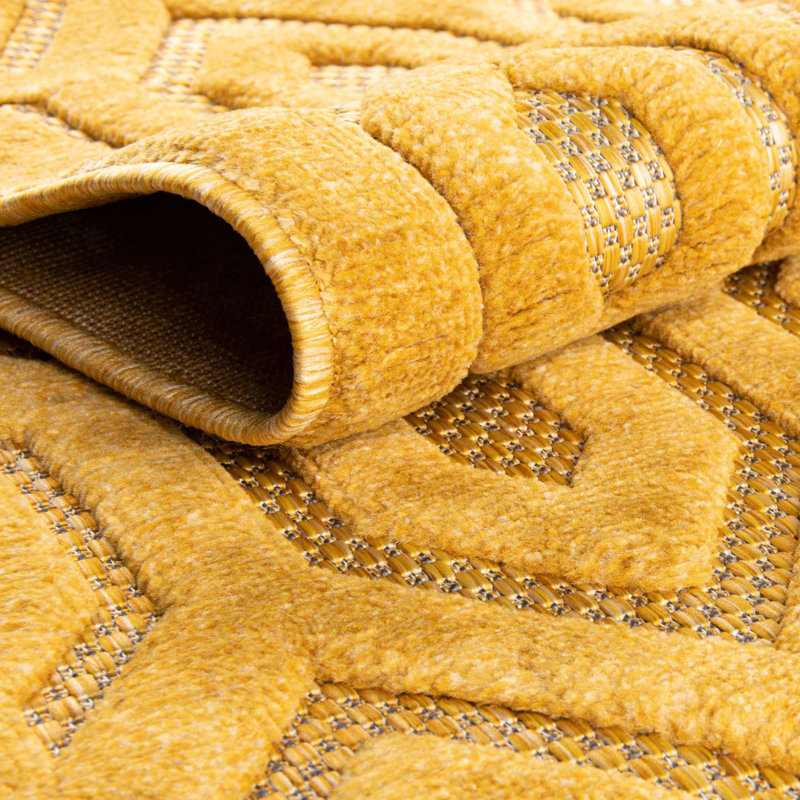 Tapis intérieur / extérieur jaune Griffing, Rectangle 2 pi x 3 pi
