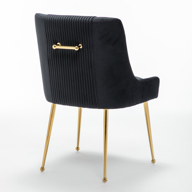 Elian Velvet Side Chair Dining Chair, Black