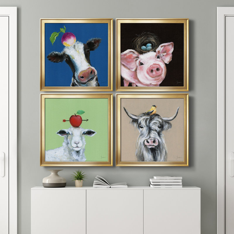 «Playful Nature», ensemble de 4 cadres photo sur toile, H 30,5 po x l 122 po x P 1,5 po, Or