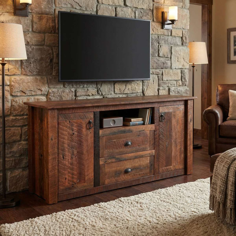 Fireside Lodge Barnwood Widescreen Television Stand, Barnwood