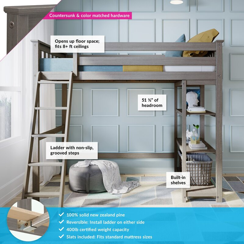 Lit mezzanine simple Jammel Kids, Argile