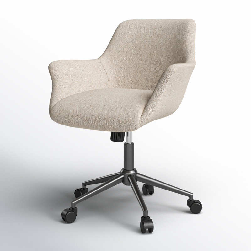 Palina Swivel Office Chair with Padded Arms, Strata Cream