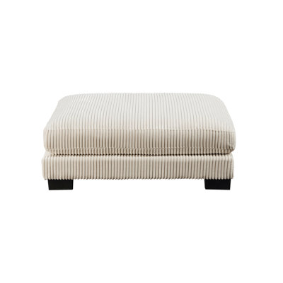 Modern Plush Beige Corduroy Ottoman For Living Room | Plywood Frame Modular Furniture | Gift Idea