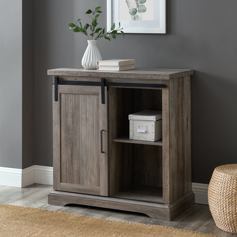Desserte d'appoint de 32 po avec porte coulissante Stotfold, Gris délavé
