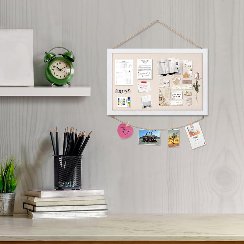Cork Board Vision Board, panneaux de liège blanc en lin 16 po x 11 pour murs avec cadre