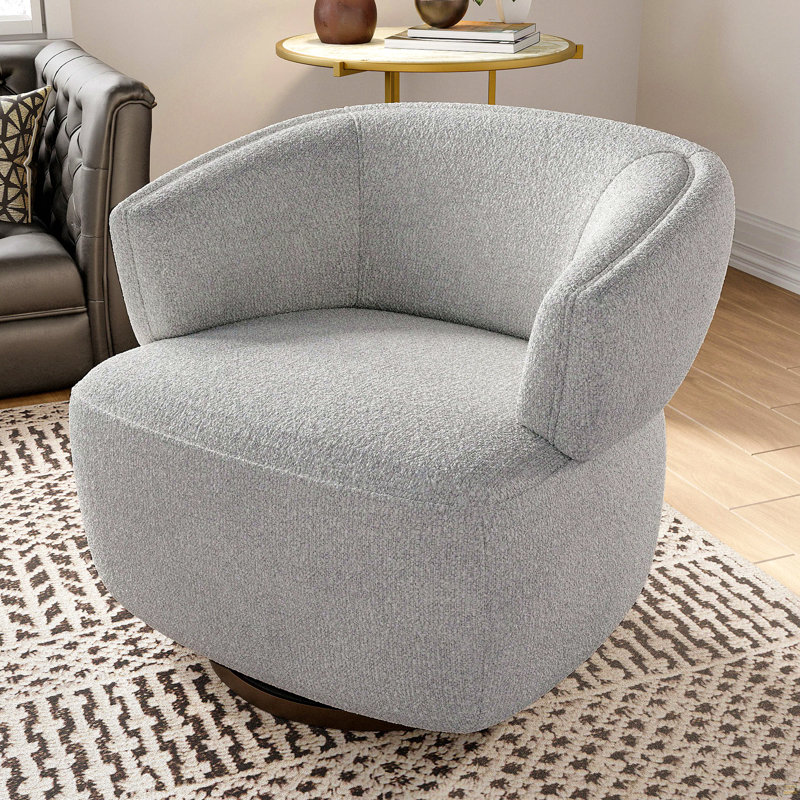 Fauteuil demi-tonneau, fauteuil de lecture rembourré, fauteuil d'appoint avec base à 360 degrés