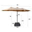 Grand parasol rectangulaire double 15 x 9 pi pour terrasse avec lumière et base - taupe