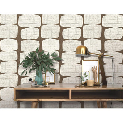 Mid-Century Beads Peel And Stick Wallpaper, Brown