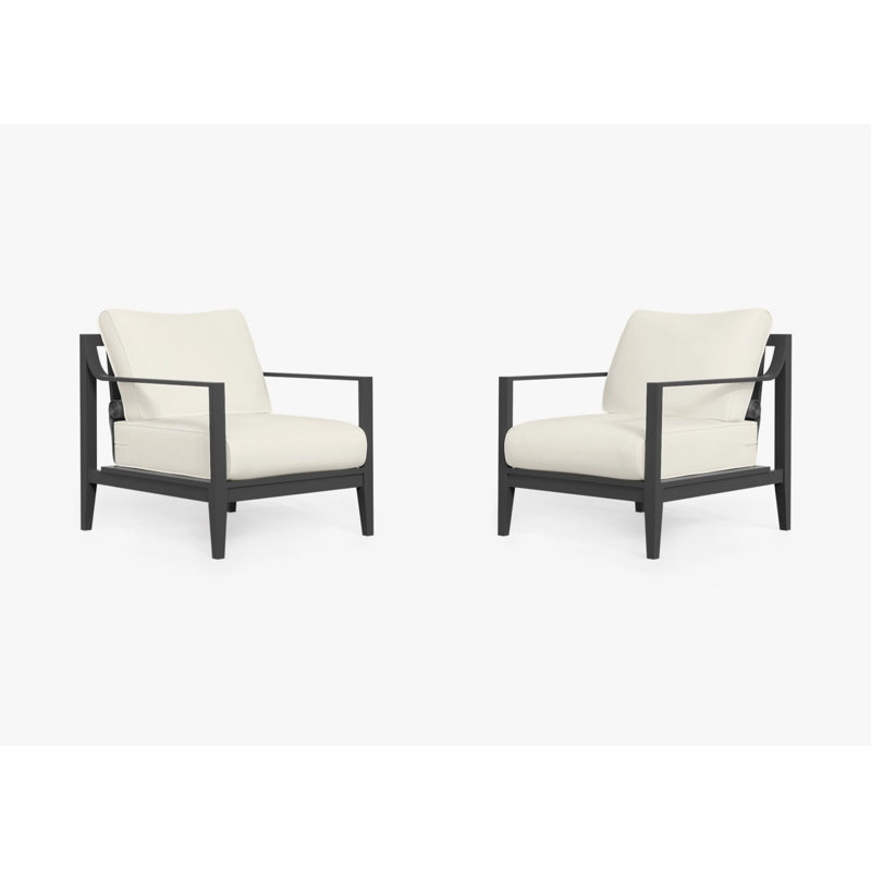 Charcoal Aluminum Outdoor Armchair Conversation Set, Palisades Cream