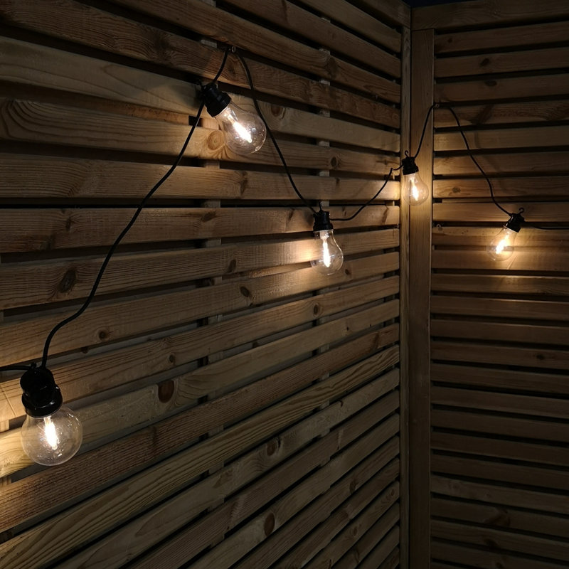 4.5M Set Of 10 Connectable Festoon Bulb Lights In Warm White With Timer Function, White