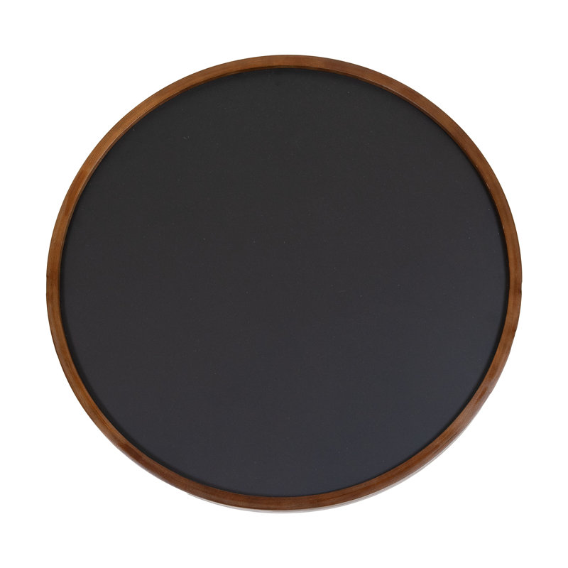 Round Magnetic Wall Chalkboard With Rustic Brown Frame