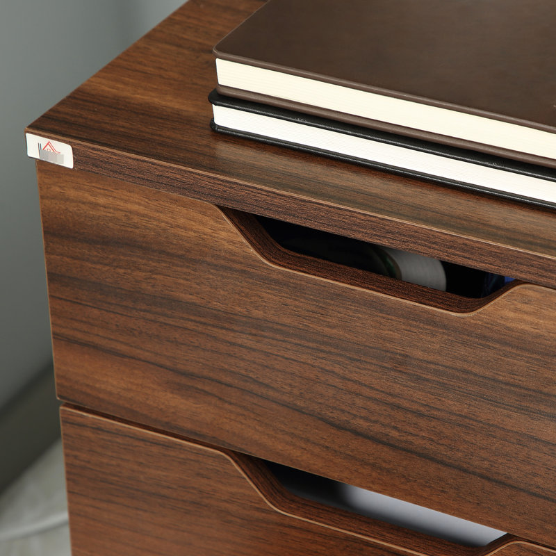 Armoire de bureau, 3 tiroirs, grain de bois brun, mobilier décoratif