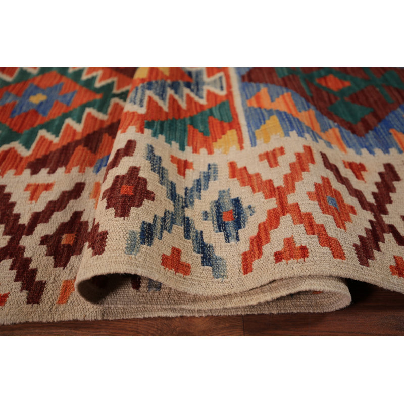 Tapis géométrique réversible en laine 8 x 12