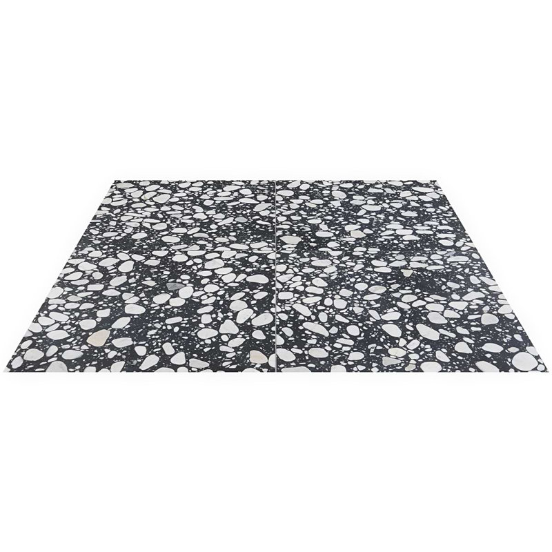 Terrazzo Italy Sacra 24x24 Honed Marble Tile, Sacra Black & White