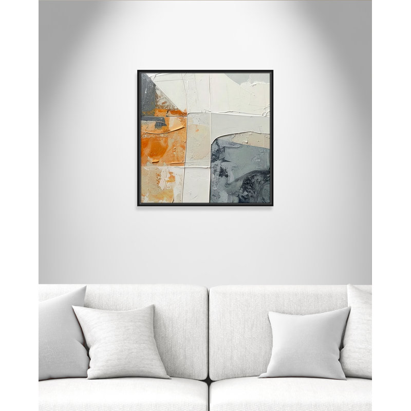 «Plastered II» par Alonza Saunders, L 25,5 po x H 25,5 po, Toile avec cadre, Cadre flottant noir