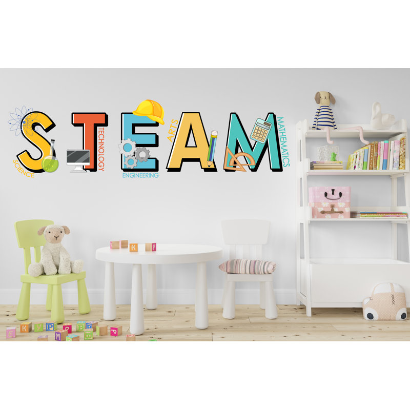 Autocollant mural Steam Science Technology, H 23 po x l 80 po