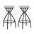 Set Of 2 Upholstered Round Bar Stools, 29'' Counter Height, With Footrest For Kitchen And Dining Room (Black & White) | Gift Idea-1172214837