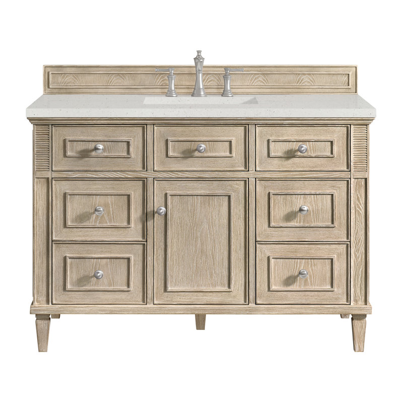 Lorelai 48 in. Handmade Single Vanity, Whitewashed Oak, Lime Delight Quartz, 8" Widespread