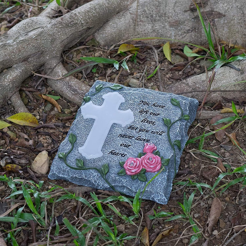 Cross Solar Lights Outdoor Garden Memorial Stepping Stone - Waterproof Wall Or Lawn Decorations