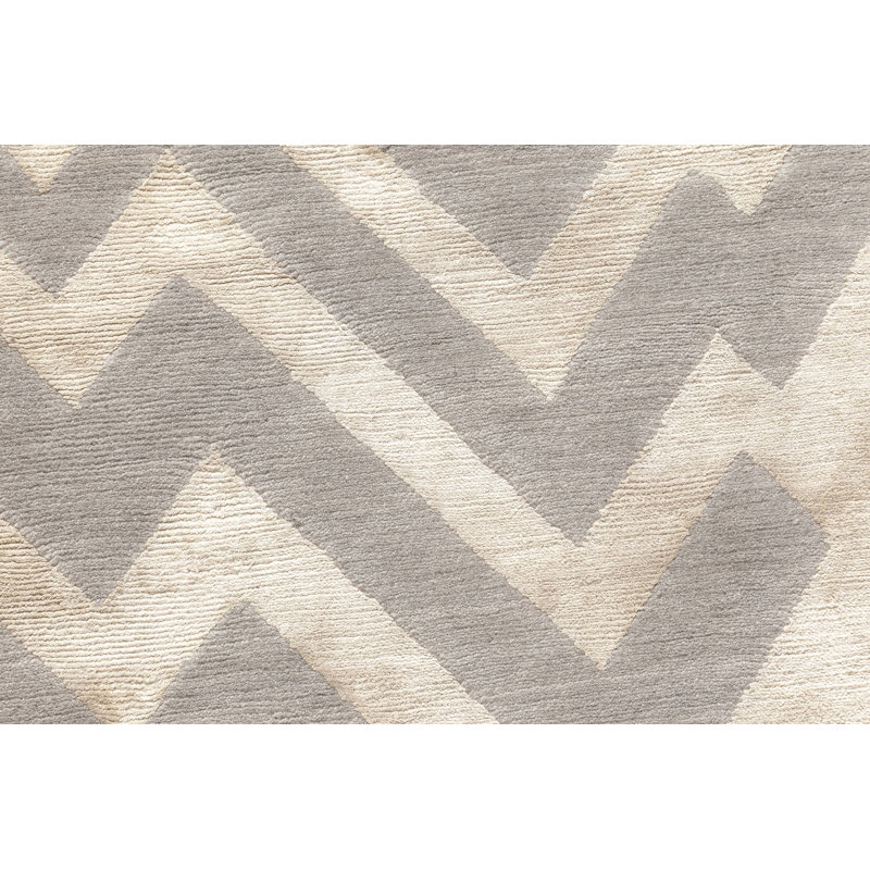 Tapis moderne en laine beige, gris, soie et moderne Modern Rocky Peaks