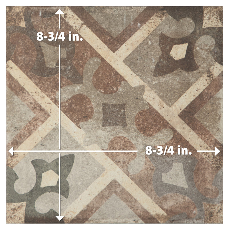 DAnticatto Decor 9" x 9" Porcelain Patterned Wall & Floor Tile