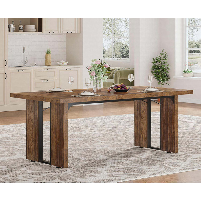 Table de salle à manger rectangulaire Baron, Brun rustique