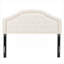 Tête de lit tapissier de luxe grand format, fabrication en bois massif beige lin avec hauteur réglable et garniture cloutée