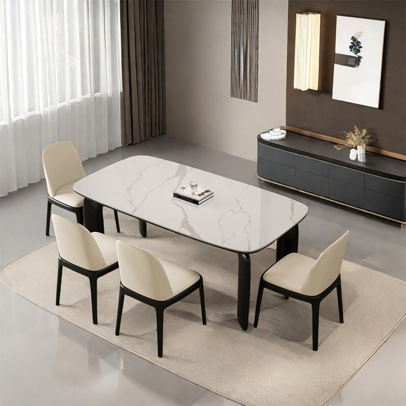 Modern simple rock plate dining table sets, 29.52"H x 62.99"L x 31.49"W