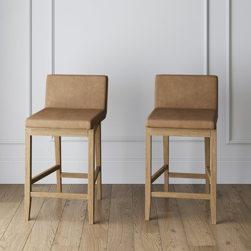 Tabouret de comptoir exposé avec pieds en bois massif, ensemble de 2, 2, Counter Stool (24.6” Seat Height)