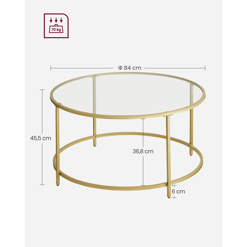 Adiline Frame Coffee Table, Gold, Clear