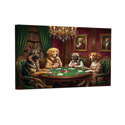 Fashion Dogs Playing Poker In Elegant Room
