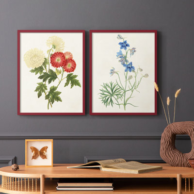 «Flowers of the Seasons I», reproduction encadrée de qualité supérieure - prête à être accrochée - aucun clou requis - aucun clou requis