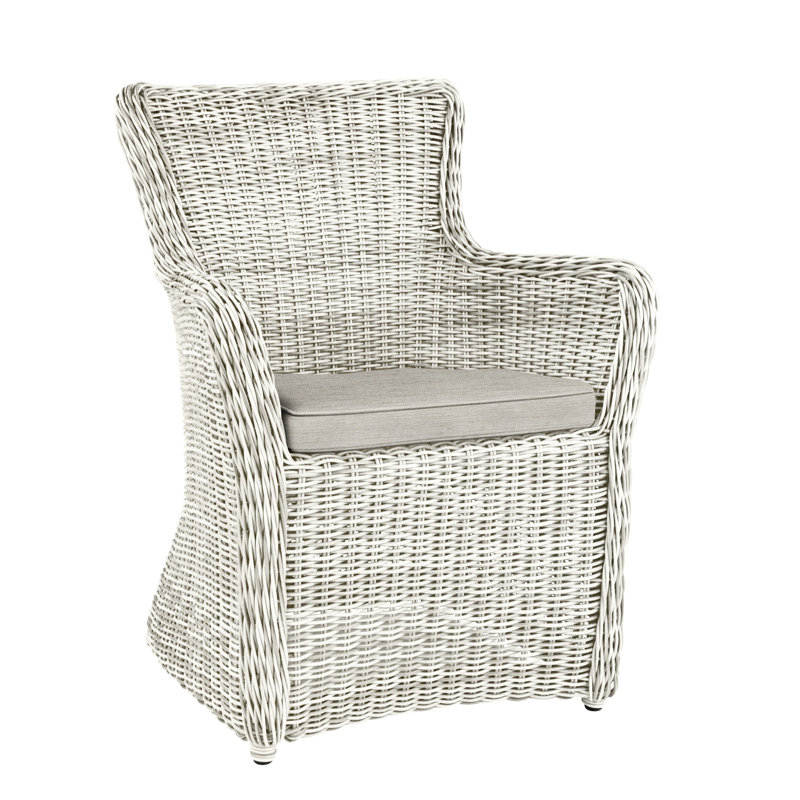 Sag Harbor Patio Dining Chair with Cushion, Sag Harbor Classic White, Fog Rain