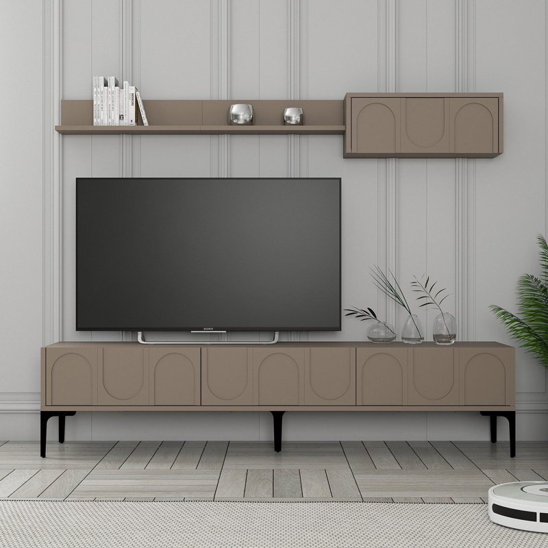 Keikei Unfinished TV Stand, Brown/Black