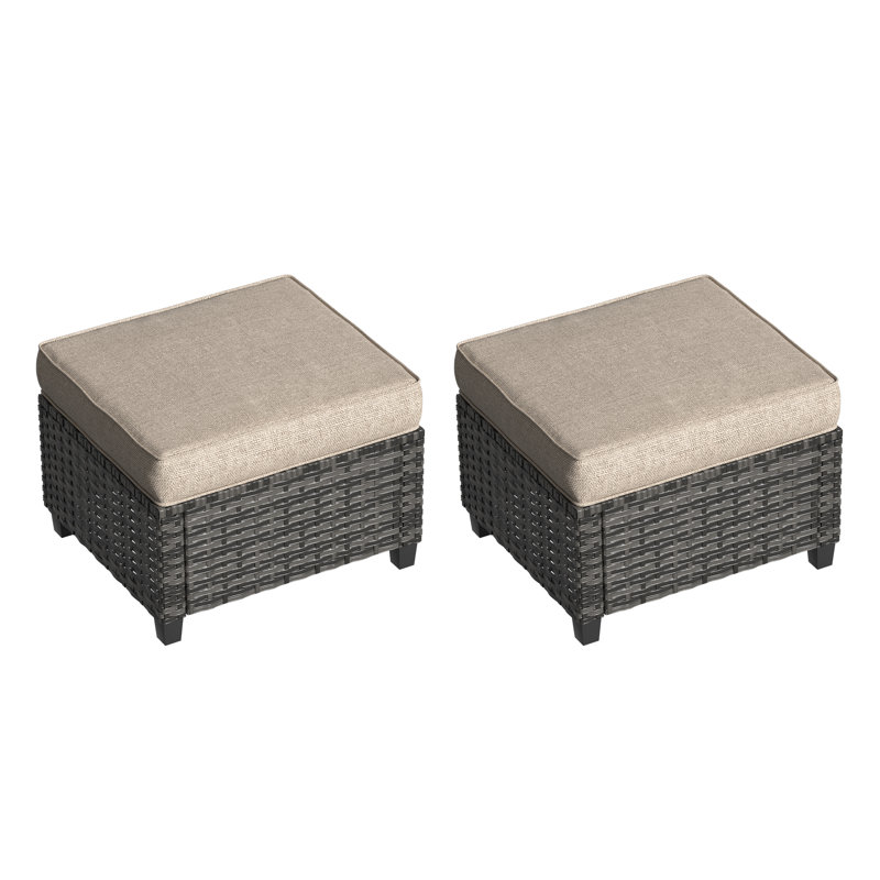 Repose-pieds Mashawna avec coussin Sunbrella®, Beige, Gris