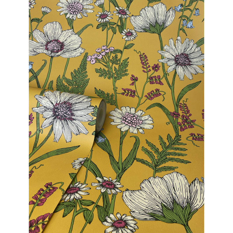 Wild Meadow Botanical Wallpaper, Yellow