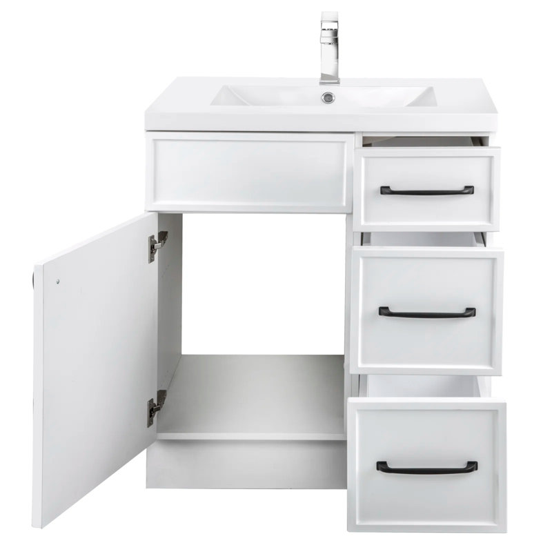 Manhattan Single Bathroom Vanity Set, Black, White, 30"