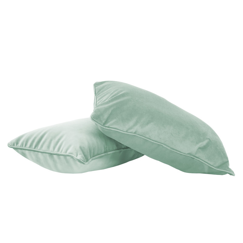 Rectangle Lumbar Microfiber Pillow with Piping, 2-pack, Aloe, Rectangular 12"H x 20"W