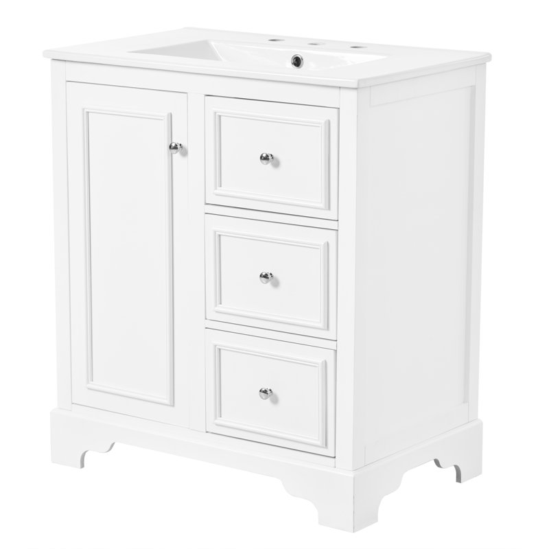 Meuble-lavabo 30 po avec comptoir en céramique, Blanc