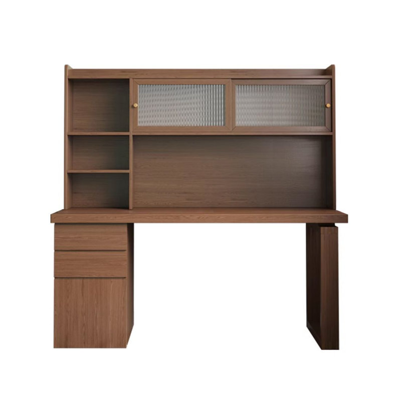 Bureau de direction rectangulaire en bois massif avec tiroirs Walnut, H 62,99 po x l 78,74 po x P 23,62 po, Retour à gauche